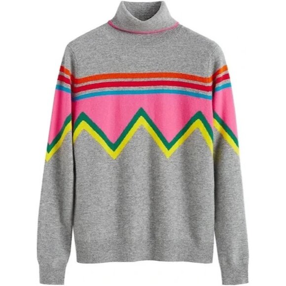 NEW Chinti and Parker Ski Slope Chevron Turtleneck Sweater GRAY SIZE S/AUTHENTIC - Picture 4 of 4